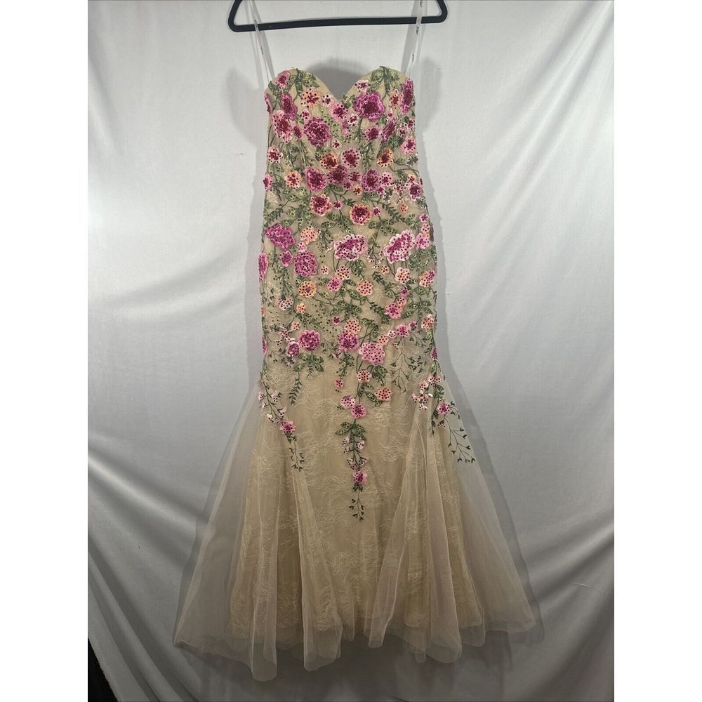 NWT MAC DUGGAL [ 6 ] 20652 Strapless Sheer Bustier Embroidered Mermaid Gown Rose - Picture 10 of 16